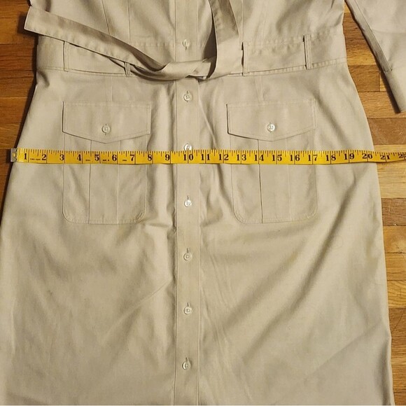 Brooks Brothers 10 Chic Safari Beige Shirt Dress with Belt Capsule Minimalist - Picture 16 of 16